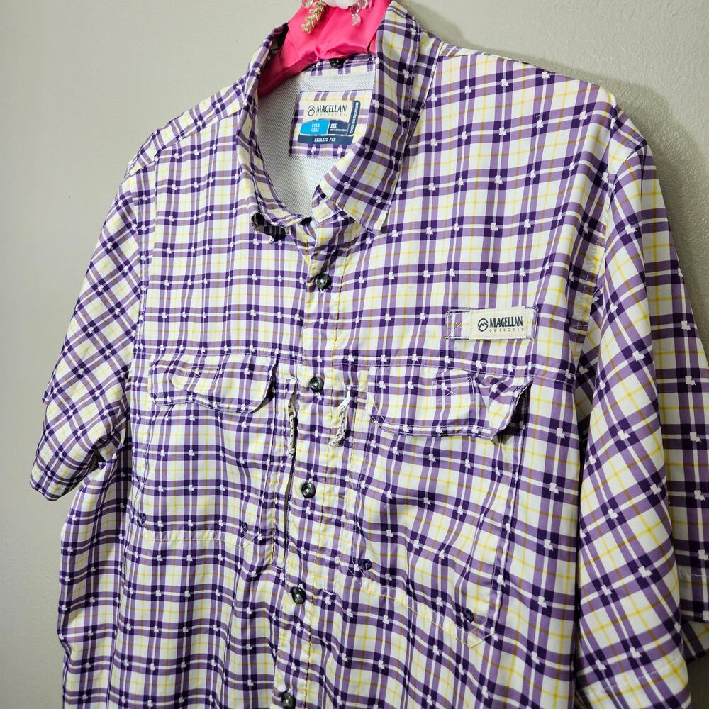 Geaux Tigers Magellan Outdoors Men's 2XL Plaid Short Sleeve Shirt LSUVibes SEC